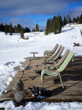 Nardi Taupe Net LOunge chairs & Sptritz tables on a snowy terrace